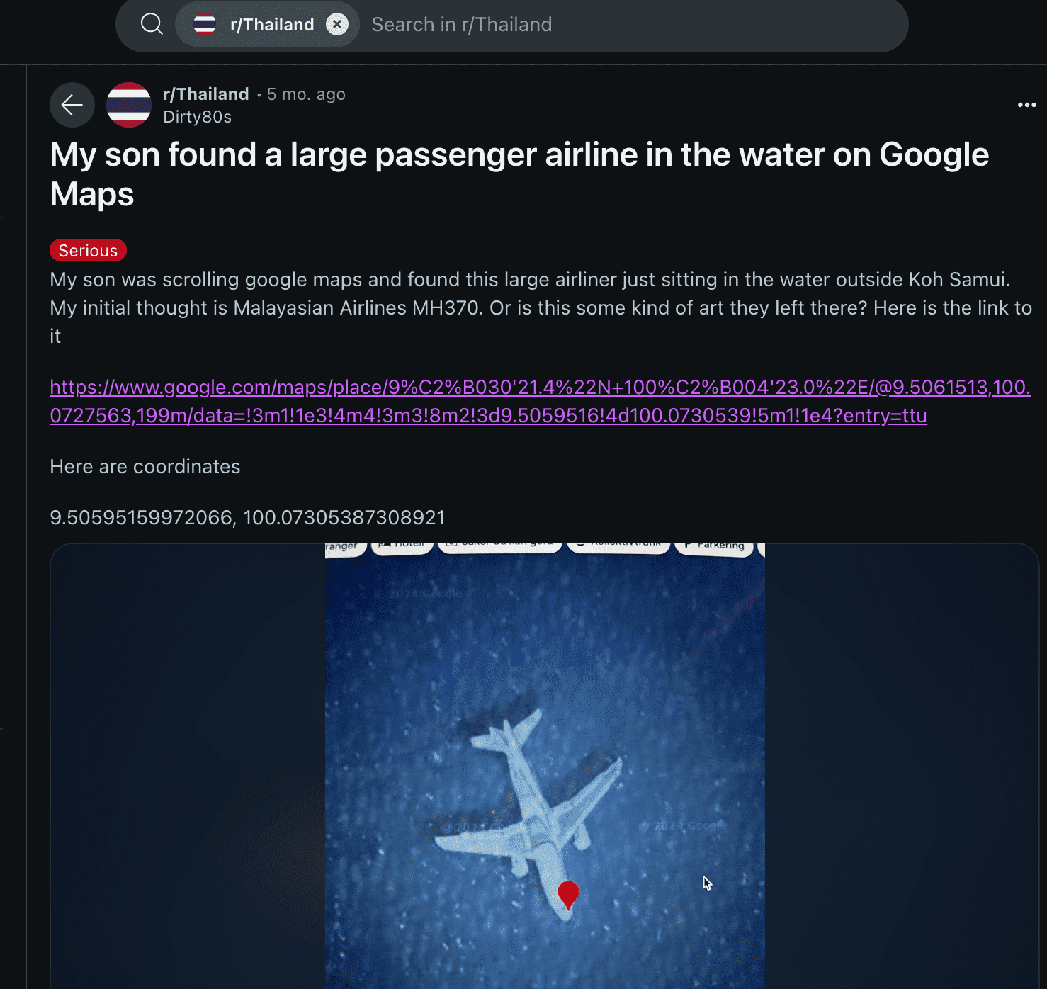 MH370 Google Maps Link Reddit