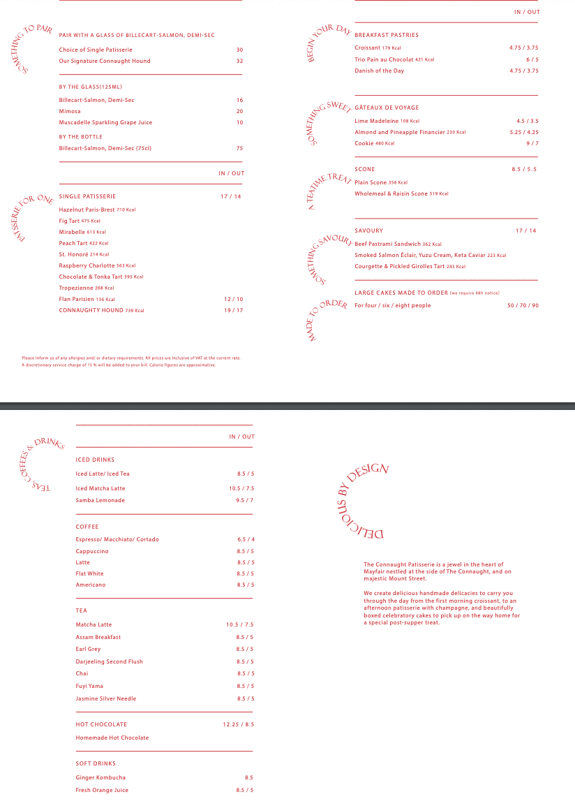 The Connaught Patisserie By Nicolas Rouzaud Menu